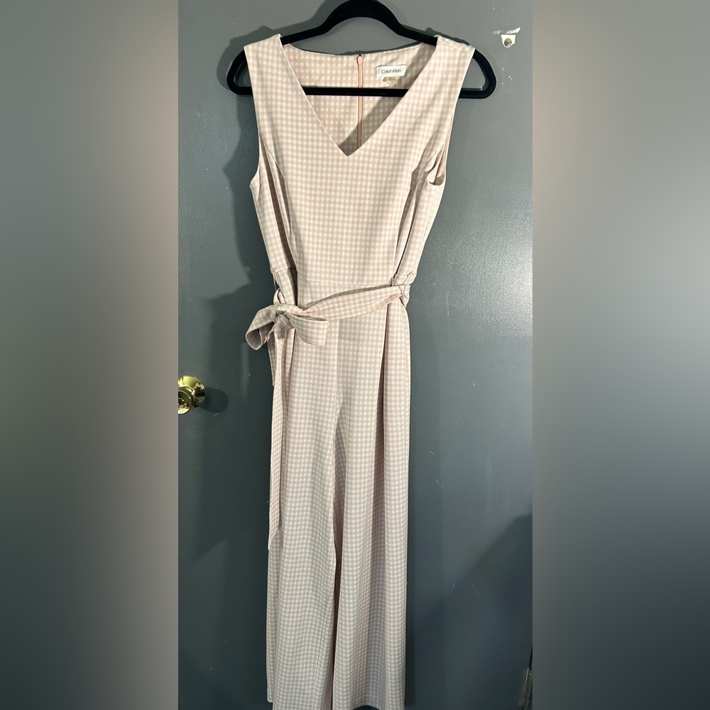 Calvin Klein gingham peach jumpsuit